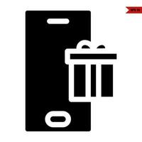 gift box  with mobile phone glyph icon vector