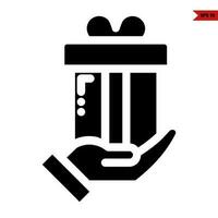 git box in over hand glyph icon vector