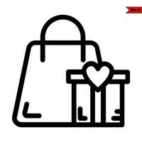 love in gift box with handbag line icon vector