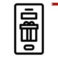 gift box in mobile phone line icon vector