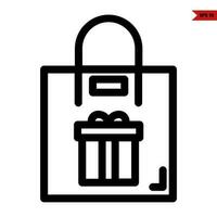gift box in paperbag line icon vector