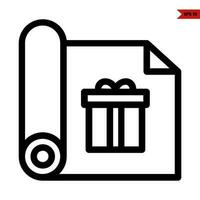 gift box in paper roll line icon vector