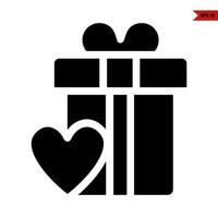 gift box with love glyph icon vector