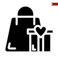 love with gift box  and handbag glyph icon vector