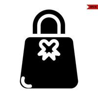 gift ribbon in handbag glyph icon vector