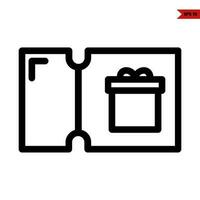 gift box in ticket line icon vector