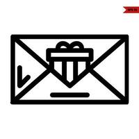 regalo caja en correo línea icono vector