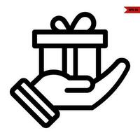gift box in hand line icon vector