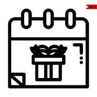 gift box in calendar  line icon vector