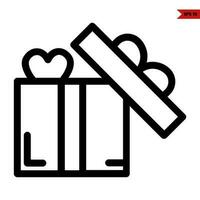 love in gift box line icon vector