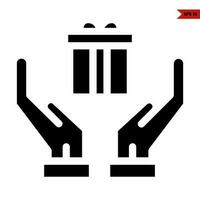 gift box  in over hand glyph icon vector