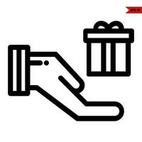 gift box in over hand  line icon vector