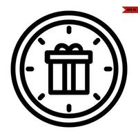 gift box in clock line icon vector