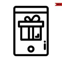 gift box in screen mobile phone line icon vector