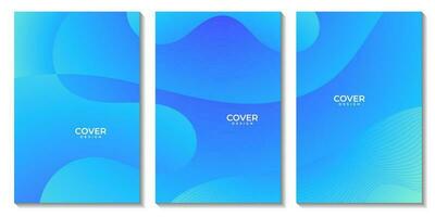 abstract flyers set bright blue wave gradient background for business vector