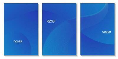 abstract covers set blue wave gradient background for business vector