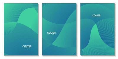 abstract flyers set colorful gradient wave background for business vector