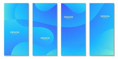 abstract brochures set bright blue wave gradient background for business vector