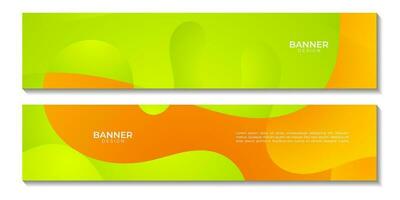 abstract banners green and orange colorful gradient fluid wave modern background for business vector