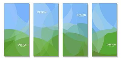 abstract nature green and blue geometric background template vector