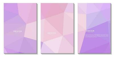 set of flyers template with abstract geometric pink and purple background with triangles shape vector