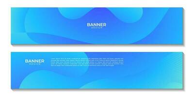 abstract banners set bright blue wave gradient background for business vector