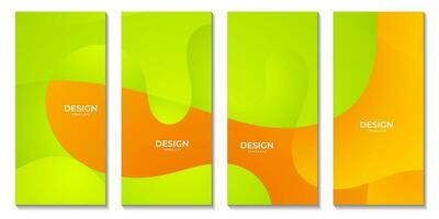 abstract brochures green and orange colorful gradient fluid wave modern background for business vector