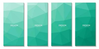 set of brochures with abstract triangles green background. vector illustration.