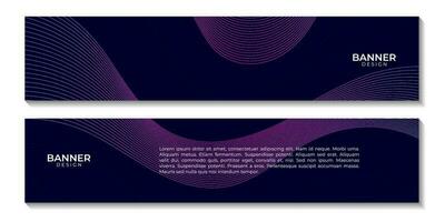 set of banners with elegant modern dark blue wave background with lines vector