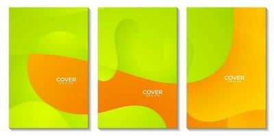 abstract flyers green and orange colorful gradient fluid wave modern background for business vector