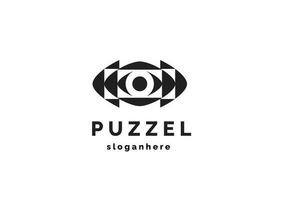 eye logo vector icon illustration with black and white puzzle