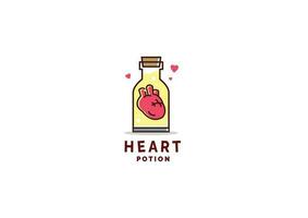 corazón logo icono vector ilustración en curación botella
