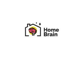 salud hogar logo icono vector ilustración con cerebro como símbolo