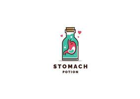 estómago logo vector icono ilustración en curación frasco