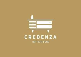 credenza home furniture logo modern vector icon illustration