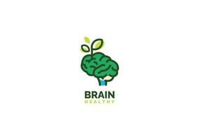 healthy cute brain logo vector icon illustration in blossom green color