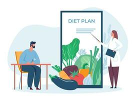 Diet plan online, dietitian give advice to get fit vector