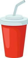 Cold soda drink in plastic cup with straw vector