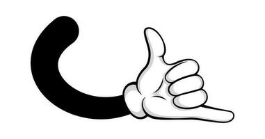 Hand pose with protruding fingers black white vector