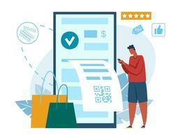 en línea compras concepto, pago y obtener cuenta vector