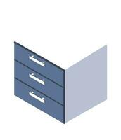 Office drawer isometric icon for safe paper document vector