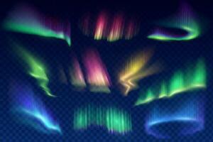 Aurora borealis polar luces realista vector conjunto