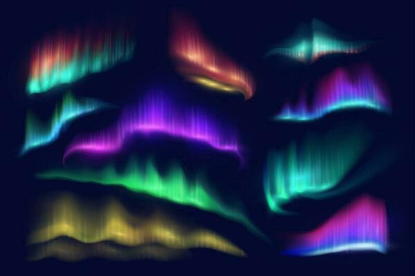 Northern polar lights, vector aurora borealis glow