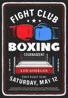 Boxing fighting club tournament vector retro flyer