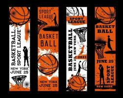 Basketball or streetball tournament grungy posters vector