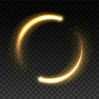 Gold light circle with sparkles, magic glow frame vector