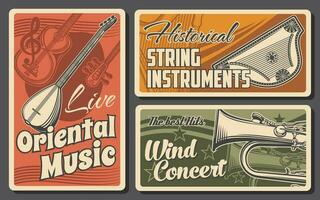 Musical instruments of classic and oriental music vector