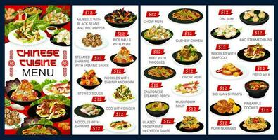 China food dishes Chinese cuisine vector meal menu