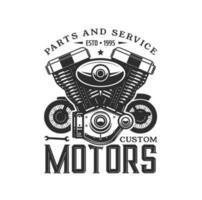 Custom motors service icon with engine and wheel vector