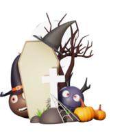 3D Rendering of Halloween Festival Element On Full Moon png